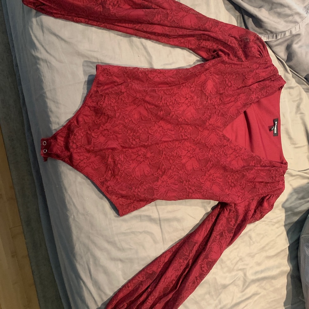 Express balloon sleeve thong bodysuit